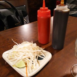 Lemongrass Restaurant - Hoi sin/seafood sauce, saracha, bean sprouts