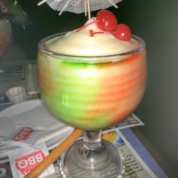 Dallas BBQ - Watermelon & green apple Texas size pina colada.  Yum!!! - Barbeque Near Me - Bronx, New York
