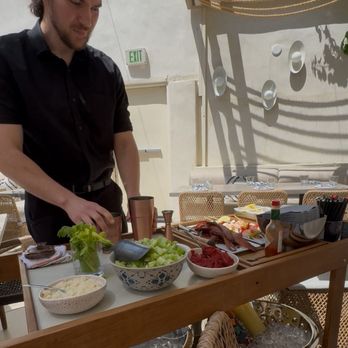 Laya Restaurant - Table-side Bloody Mary service. - Mediterranean Near Me - Los Angeles, California