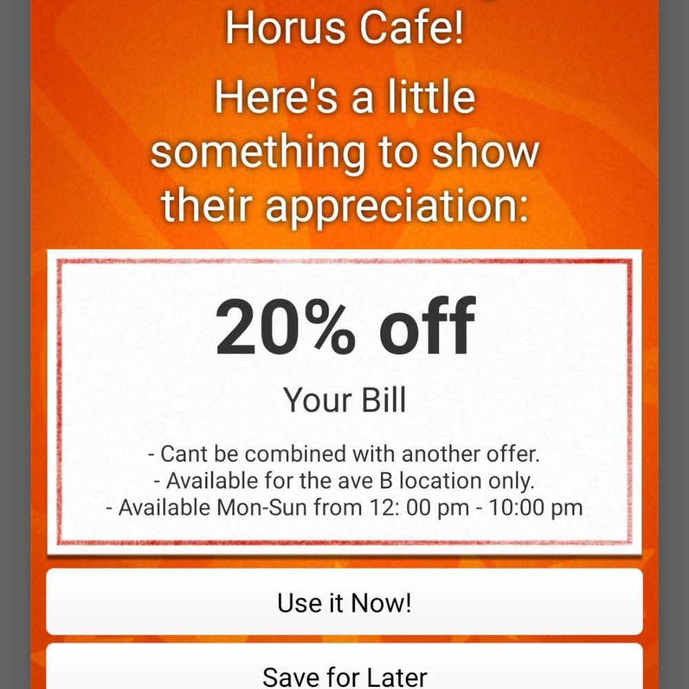 Horus Cafe - Owner refuses giving the promotion 6/8/19 - Mediterranean Near Me - New York, New York Horus Cafe - Owner refuses giving the promotion 6/8/19 - Mediterranean Near Me - New York, New York