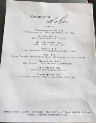 Menu photo 5 Restaurant Lola Bremerton, WA