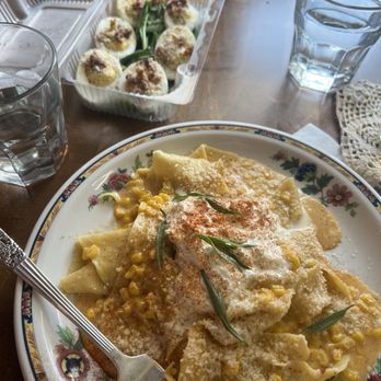 Bocce Ristorante - Pappardelle and their carbonara deviled eggs - Pizza Near Me - Sacramento, California
