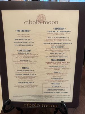 Menu photo 1 Cibolo Moon San Antonio, TX