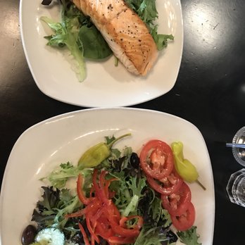 Stephanie's - Greek salad with grilled salmon. DELISH - American Near Me - Boston, Massachusetts Stephanie's - Greek salad with grilled salmon. DELISH - American Near Me - Boston, Massachusetts