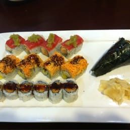 Christmas roll, Ichiban roll, Sweet potato roll, and an Eel and avocado hand roll. Christmas roll, Ichiban roll, Sweet potato roll, and an Eel and avocado hand roll.