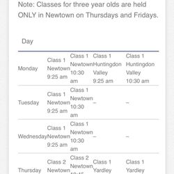 Creative Parenting - Weekly class times/locations