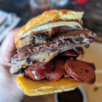 Bludso's BBQ - Brisket and link sandwich. Link tongue.. - Barbeque Near Me - Los Angeles, California