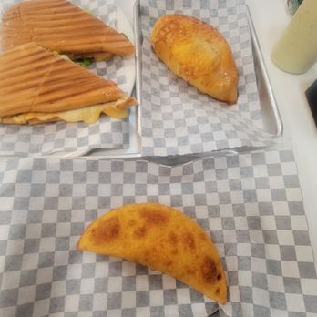 Bakery Pan De Dios - Sandwich, shredded chicken empanada and a Conchita. AMAZING - Venezuelan Near Me - Katy, Texas