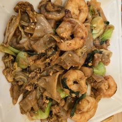 Pad See Ew with shrimp.
