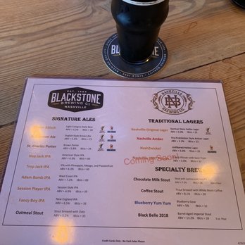 Blackstone Brewing Company - Menu - Breweries Near Me - Nashville, Tennessee Blackstone Brewing Company - Menu - Breweries Near Me - Nashville, Tennessee