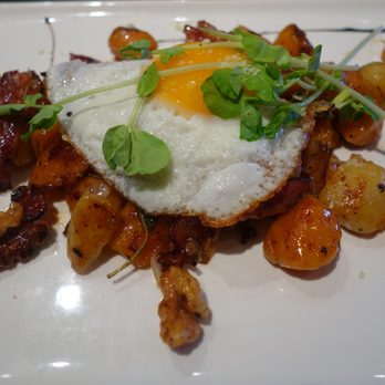 Vero Bistro Moderne - Sweet Potato Gnocchi W Sunny Side Organic Vita Egg – Wild Boar Bacon, Gorgonzola, Walnuts, Maple Butter, Balsamic Reduction - Italian Near Me - Calgary, Alberta