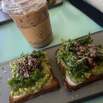 Corridor Flow - Avocado Toast &  Iced Abuelita Coco (no espresso) - Coffee & Tea Near Me - Lomita, California