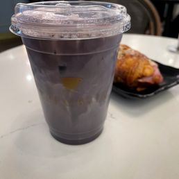 Purple Caramel Latte, Ham & Cheese Croissant; Follow me @RimyEats on Instagram Purple Caramel Latte, Ham & Cheese Croissant; Follow me @RimyEats on Instagram