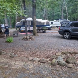 Our campsite was quite large, had great shade and stone-lined. We didn't need to get our awning out. Our campsite was quite large, had great shade and stone-lined. We didn't need to get our awning out.
