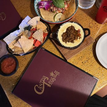 Cantina Tequila - Queso dip with chorizo & shrimp ceviche - Mexican Near Me - Henderson, Nevada