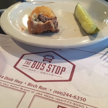 The Bus Stop Bar & Grille - So glad we stopped in. Burger so good we are it up before we could take a proper picture!  Perfectly seasoned, delish and fair price - Bars Near Me - Birch Run, Michigan