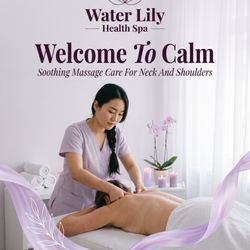 Water Lily Health Spa - Massage techniques are commonly applied with hands, fingers,
elbows, knees, forearms, feet, or a device...