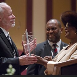 Urban League of Greater Pittsburgh - Rabbi Hassan Jeffrey Myers accepts a gift for being the Keynote speaker at Urban League Sunday 2019.