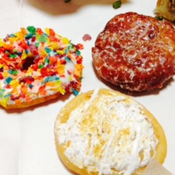Beiler's Bakery - Going clockwise: Fruity-pebbles, their most popular Apple Fritter, Banana cream. - Bakeries Near Me - Philadelphia, Pennsylvania