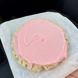 Frosted cookie served iced cold.