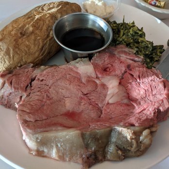 Brass Door - Gourmet Prime rib with Au Jus, baked potato, creamed spinach and horseradish - American Near Me - San Ramon, California