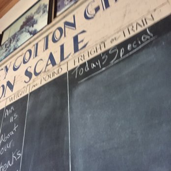 Talmo Market Grill - Cotton gin chalkboard - American Near Me - Talmo, Georgia