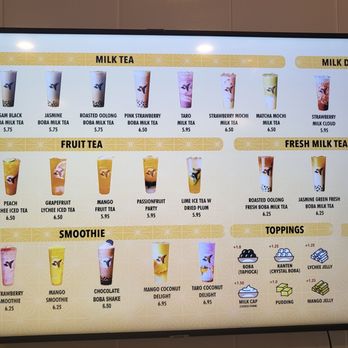 Hello Jasmine - Menu board with a variety of tea options - Taiwanese Near Me - Chicago, Illinois