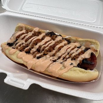 POST Houston - Yo yos hot dog (truly life changing) all beef HD, caramelized onion fried onion honey mayo yoyo hot sauce cream cheese - Music Venues Near Me - Houston, Texas POST Houston - Yo yos hot dog (truly life changing) all beef HD, caramelized onion fried onion honey mayo yoyo hot sauce cream cheese - Music Venues Near Me - Houston, Texas