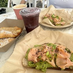 Smoked Salmon Avocado Toast Large Cheese Danish Cappuccino Bora Bora Smoked Salmon Avocado Toast Large Cheese Danish Cappuccino Bora Bora