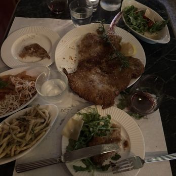 Cotoletta - Pasta pomodoro zucchini fries rucola salad and tiramisu!! And the Milanesa feeds 3 !! Yum - Salad Near Me - Miami, Florida