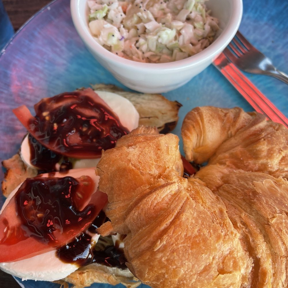 Turtle Shack - Caprese sandwich with pineapple coleslaw. - Seafood Near Me - Palm Coast, Florida Turtle Shack - Caprese sandwich with pineapple coleslaw. - Seafood Near Me - Palm Coast, Florida