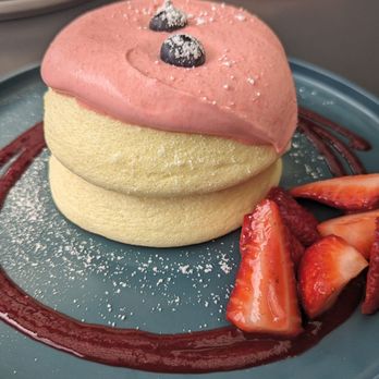 Burnt Crumbs - Strawberry and cream souffle pancake. - New American Near Me - Irvine, California