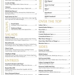 No. Six Prime - Dinner Menu