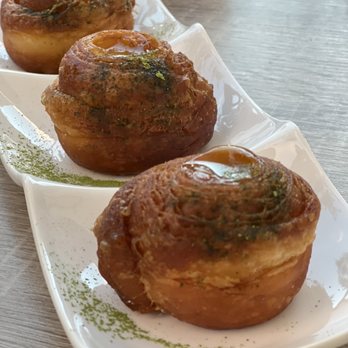 Toyosu - HOMEMADE MATCHA DONUTS (3) - $8 - Mango puree filing. - Sushi Bars Near Me - Walnut Creek, California Toyosu - HOMEMADE MATCHA DONUTS (3) - $8 - Mango puree filing. - Sushi Bars Near Me - Walnut Creek, California