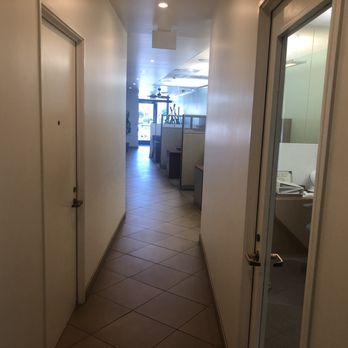 First Financial Credit Union - Hallway to rear parking lot and loan desks - Banks & Credit Unions Near Me - Pasadena, California