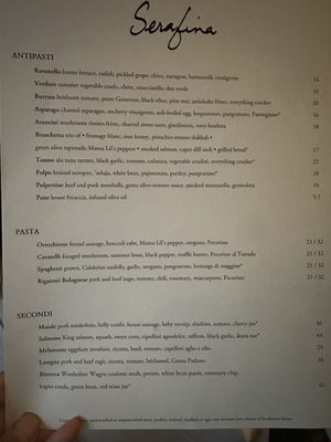 Menu photo 8 Serafina Seattle, WA