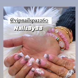 VIP Nails and Spa - Ombre nails with spider gel art& 3D flower design