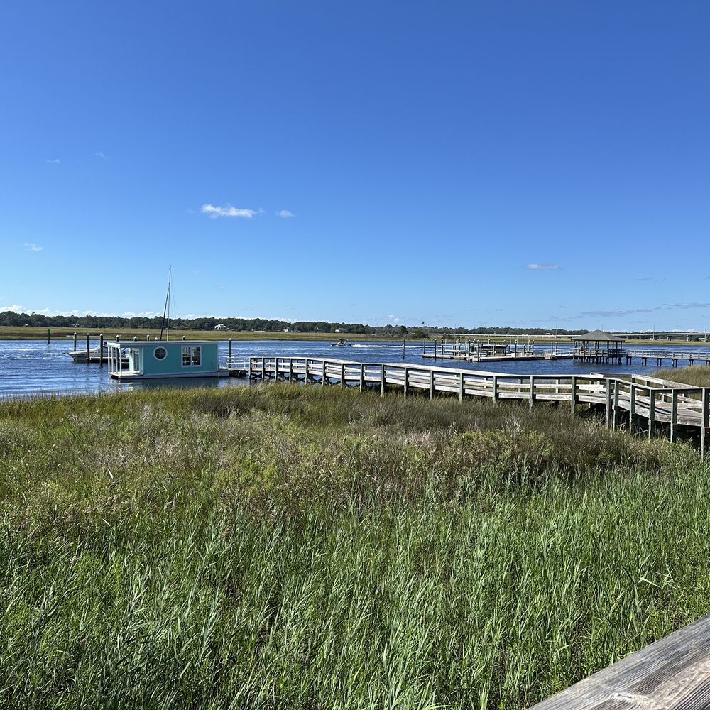 Rusty Hooks Dockside Grill - The outdoor pier area - Seafood Near Me - Southport, North Carolina