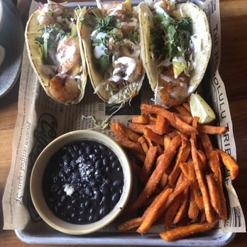 Pacific Catch - shrimp tacos w/ Sweet Potato Fries - Seafood Near Me - San Mateo, California