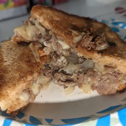 LaVelle's Smokehouse & Deli - Philly Steak Grilled Cheese with onions and Cheddar!!!!