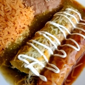 Norte Sur Mexican Restaurant - Beef enchilada & spinach enchilada with rice and beans from the Make Your Own Combo menu. - Mexican Near Me - Reading, Pennsylvania Norte Sur Mexican Restaurant - Beef enchilada & spinach enchilada with rice and beans from the Make Your Own Combo menu. - Mexican Near Me - Reading, Pennsylvania