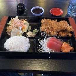 Chicken Katsu with Sashimi.  Katsu was perfect, sashimi was huge slices but just OK
