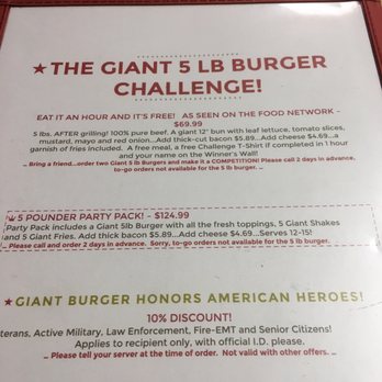Giant Burger - I will try a 3 pounder first ........ - Burgers Near Me - Springfield, Oregon