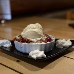Cherry rhubarb crumble- pass