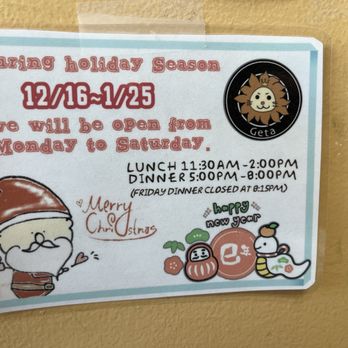 Geta - Special holiday hours! - Japanese Near Me - Oakland, California