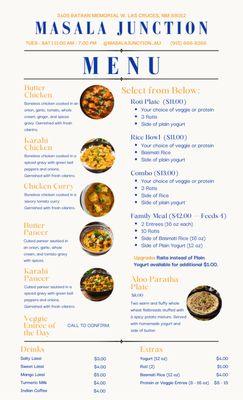 Menu photo 1 Masala Junction Las Cruces, NM