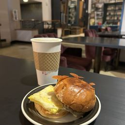 Vanilla latte and Breakfast Sausage sandwich Vanilla latte and Breakfast Sausage sandwich