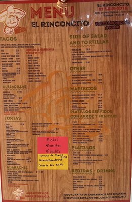 Menu photo 4 Tacos El Rinconcito Watauga, TX