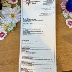 Destination Grill - Front side of the menu