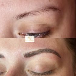 Brows by VJ - Micro feathering before and after .